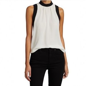 Rag & Bone Tallulah Contast Trim Silk Tank in Black and White